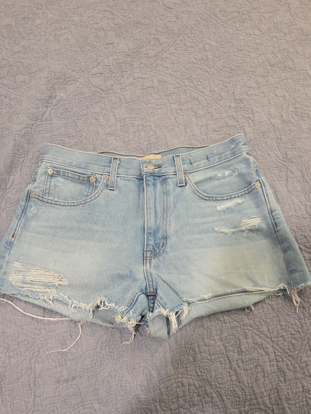 Madewell Distressed Relaxed Denim Shorts Light Wash - Size 27